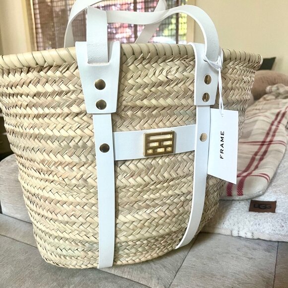 Frame Denim Handbags - NWT FRAME Straw Tote- natural and OFF white SOLD OUT EVERYWHERE